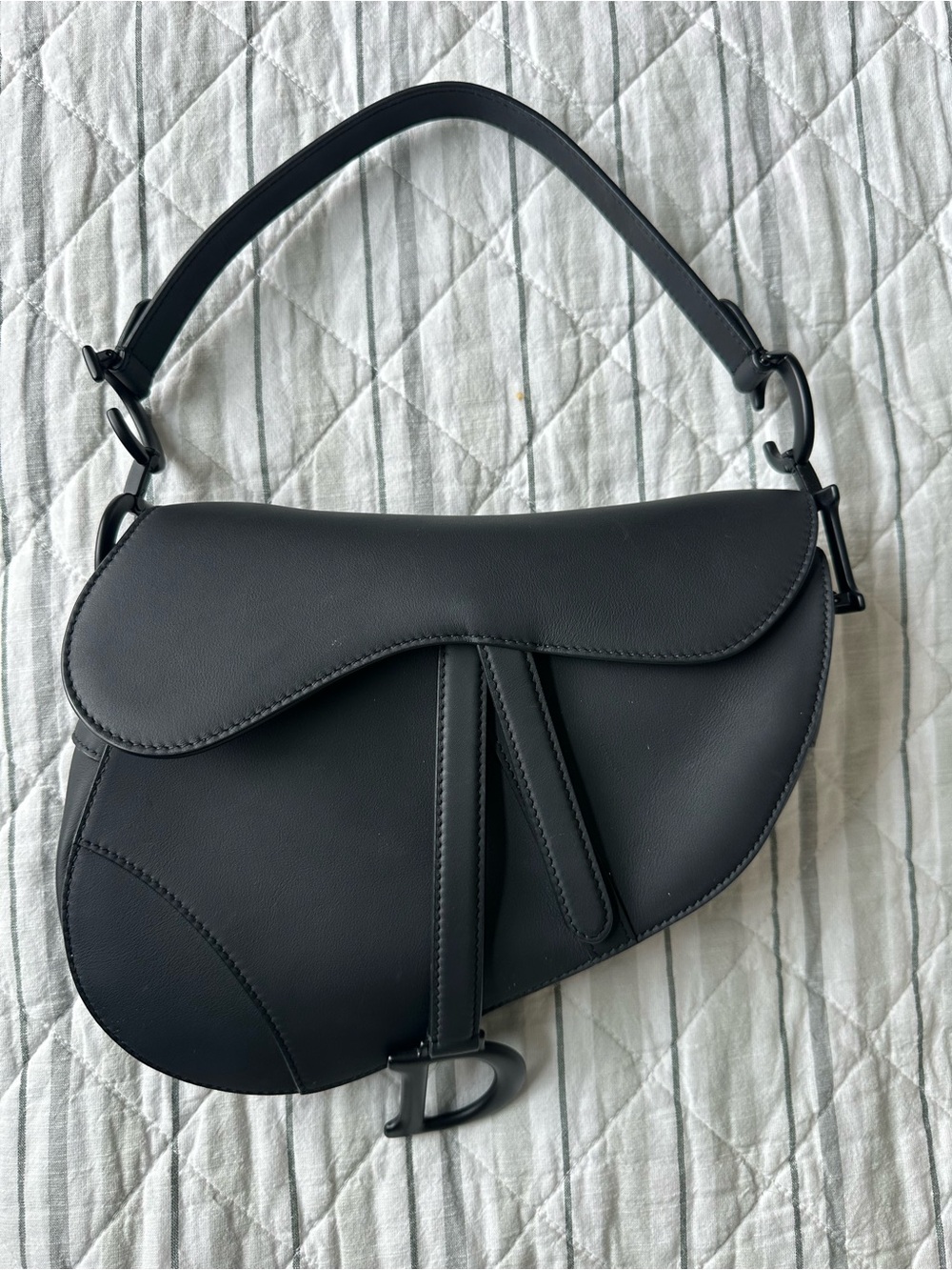 Dior ultramatte black saddle bag